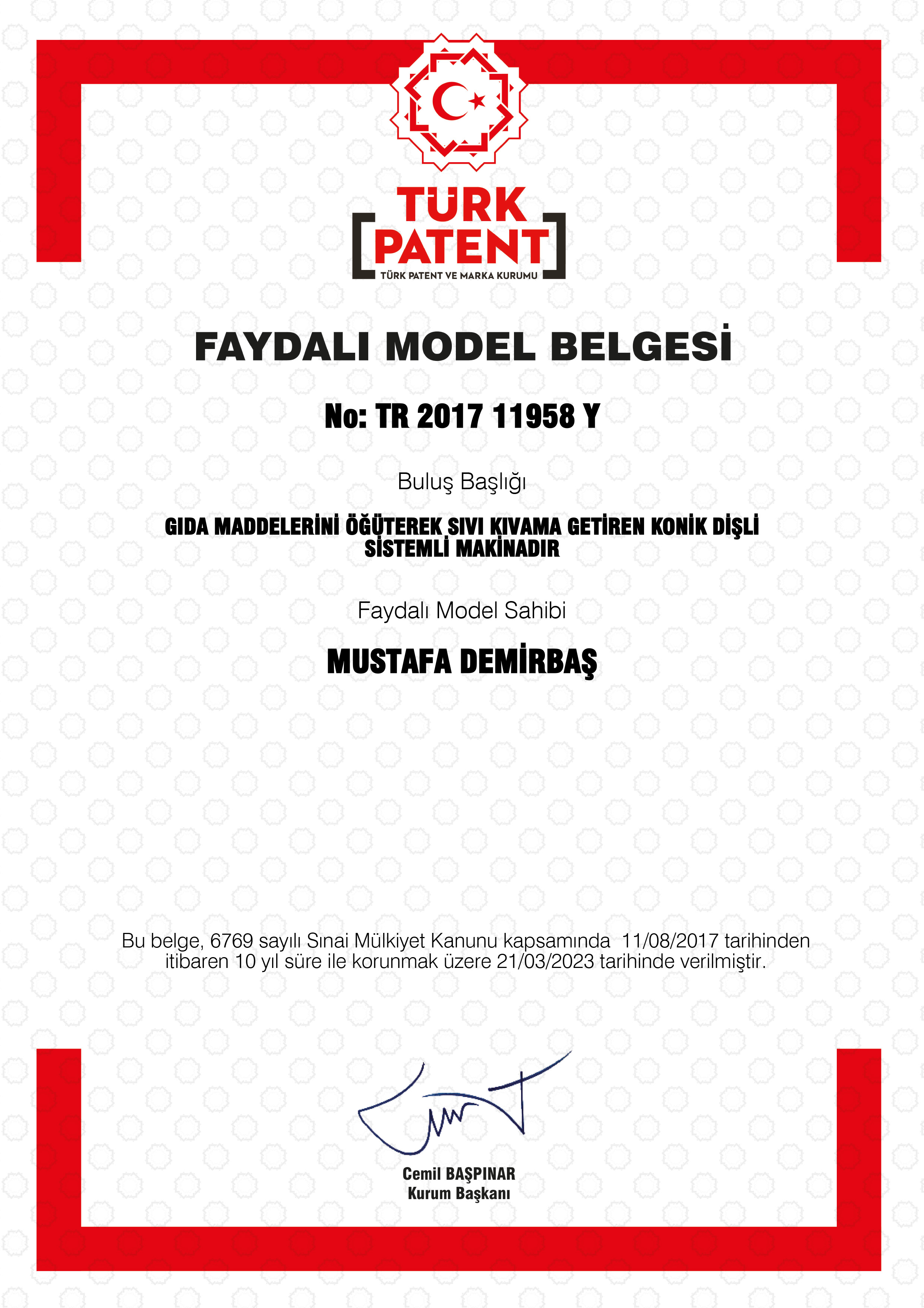 Tahin-Patent-Belgesi